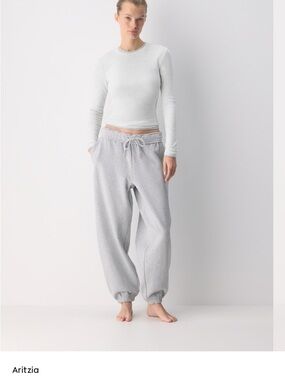 Aritzia Heather Gray Cozy Drawstring Sweatpants - Mega Baggy Fit Folded/Cuffed